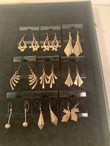 lot 35 image: Nine Pairs of Sterling Earrings