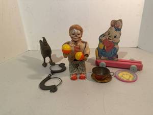 lot 102 image: Misc. Vintage Toys, Handcuffs, Clown