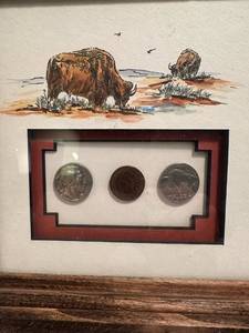 lot 111 image: Laverne Elliott Buffalo Framed Art 9x14