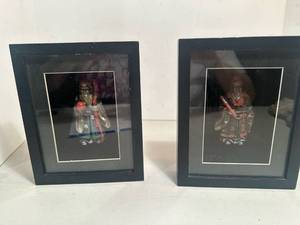 lot 198 image: Lot of 2 Asian mud man shadowbox pictures 6x8��