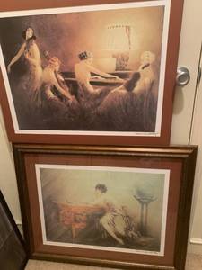 lot 245 image: Louis Icart Prints - One Framed One Not
