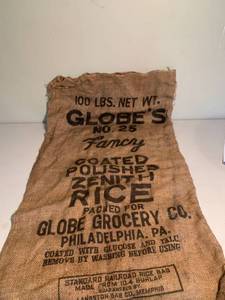 lot 262 image: Globes Rice Burlap Sack