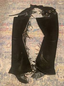 lot 271 image: Vintage Leather Chaps Sunset Trails Sterling Buckle