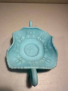 lot 321 image: Vintage Fenton Butterfly Blue Milk Candy Dish