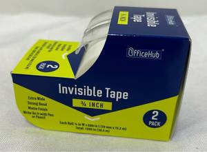lot 3422 image: 12 Packs of OfficeHub Invisible Tape 34 Inch 2 ctpack