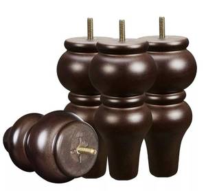 lot 3446 image: SHANJUE Wood Furniture Legs 8 inch Sofa Legs Pack of 4,Round Couch Legs Espresso