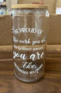lot 3455 image: Coolife Coworker Funny Gifts For Woman Glass Cups With Straw-Be Proud Of