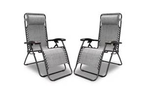lot 3473 image: 2 Grey Folding Metal Outdoor Chaise Lounge Chairs