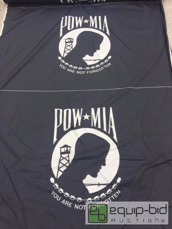 lot 28 image: Large piece of fabric 6 x 5 with POW MIA lo...