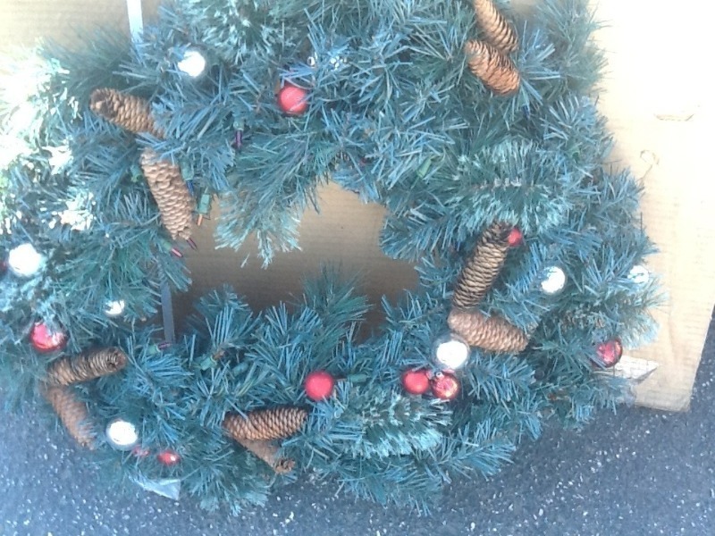 lot 46 image: Two  nice Christmas wreaths 2 foot round as pictured reusable
