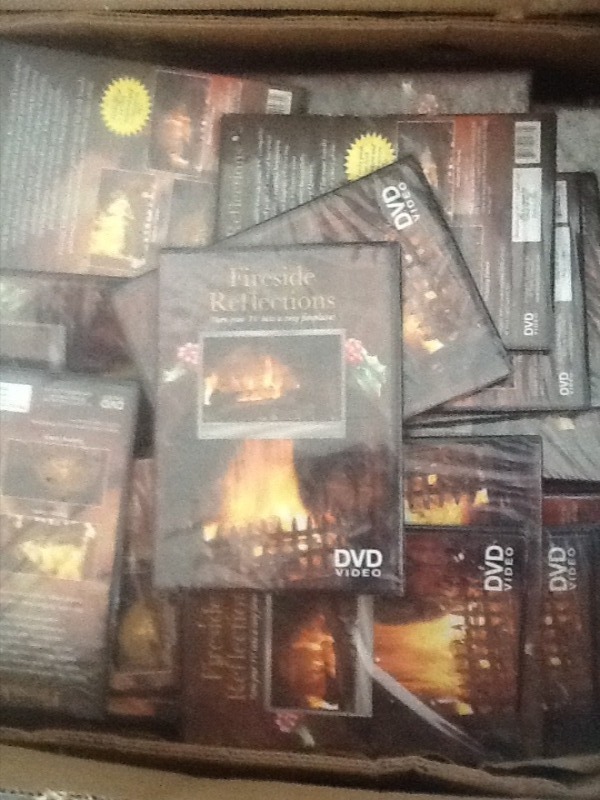 lot 66 image: Box full of DVD fireplace very unique at least 100 DVDs