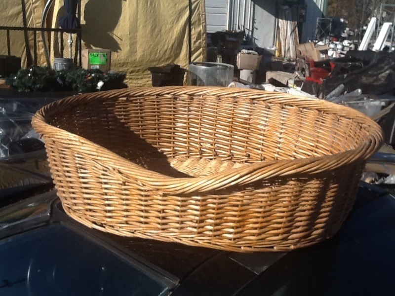 lot 74 image: New extra large wicker dog bed  makes a great dog bed as a picture  estimated 3 x 4