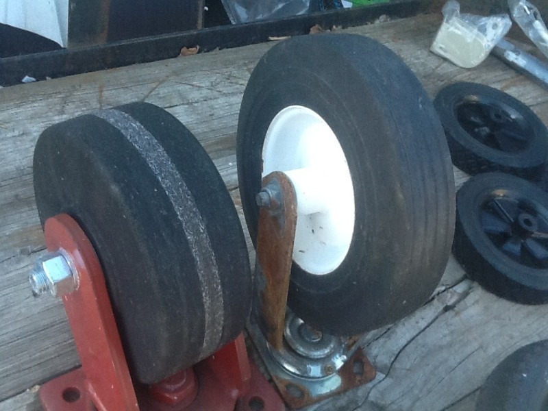 lot 82 image: Two large heavy duty industrial casters