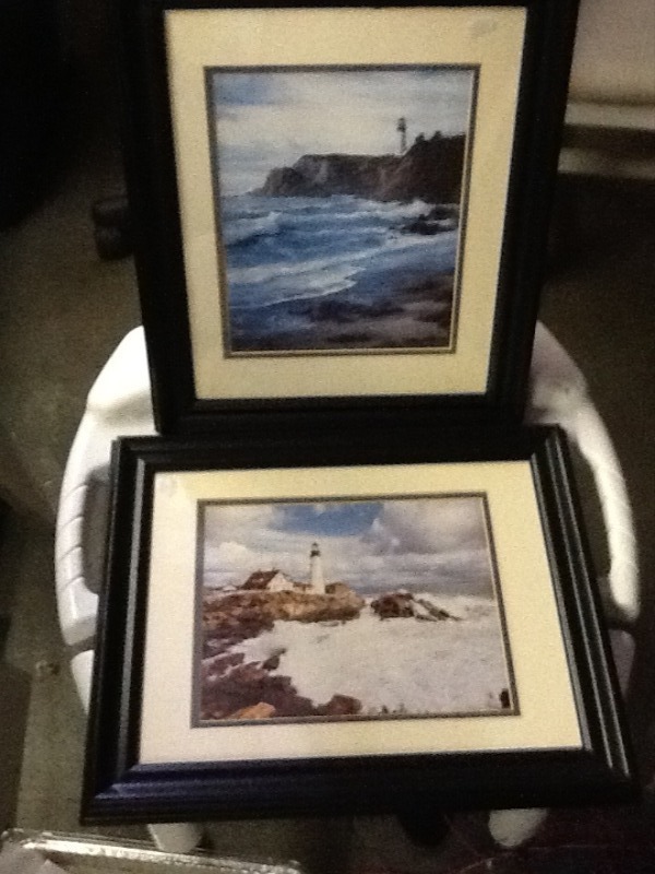 lot 83 image: Two very nice framed and double matted lighthouse pictures or just use frames very nice