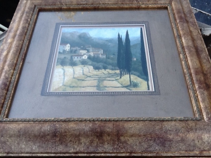 lot 8342 image: Beautiful 2 x 2 framed and double matted picture of Tuscany countryside