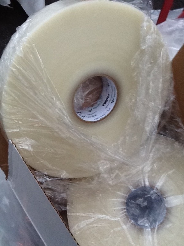 lot 8353 image: Two large commercial size rolls of box tape great for shipping goes a long way