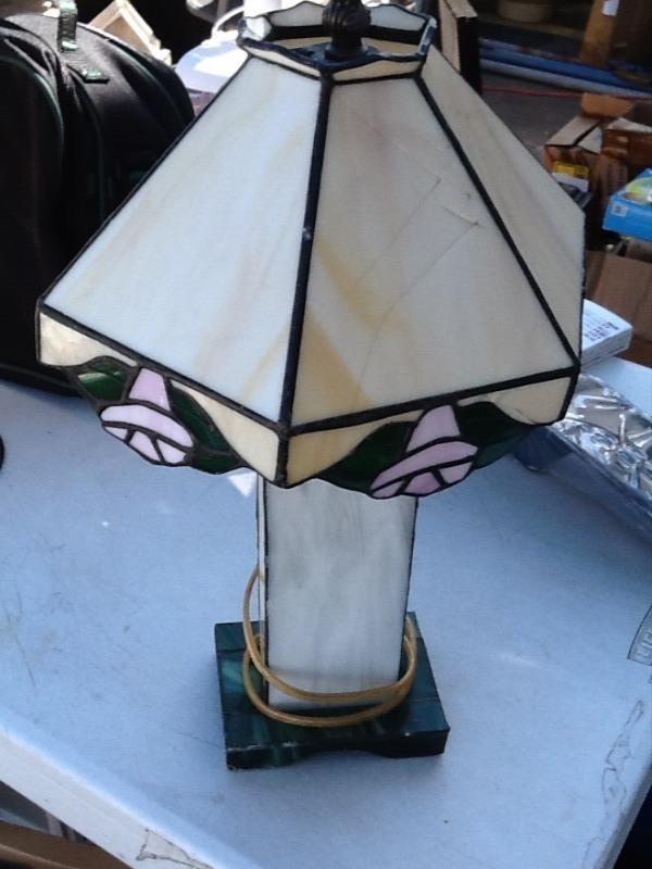 lot 8404 image: little lead glass lamp