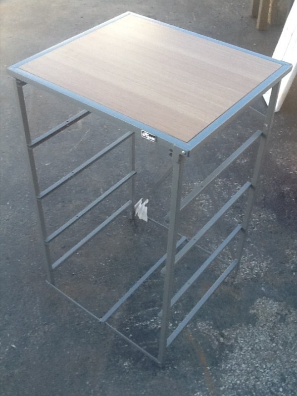 lot 16 image: Nice 30 inch tall fold up table also has slides to make shelves or baskets
