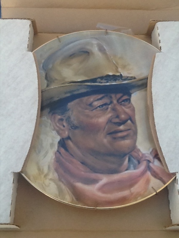 lot 53 image: John Wayne collector plate  still in box with hanger