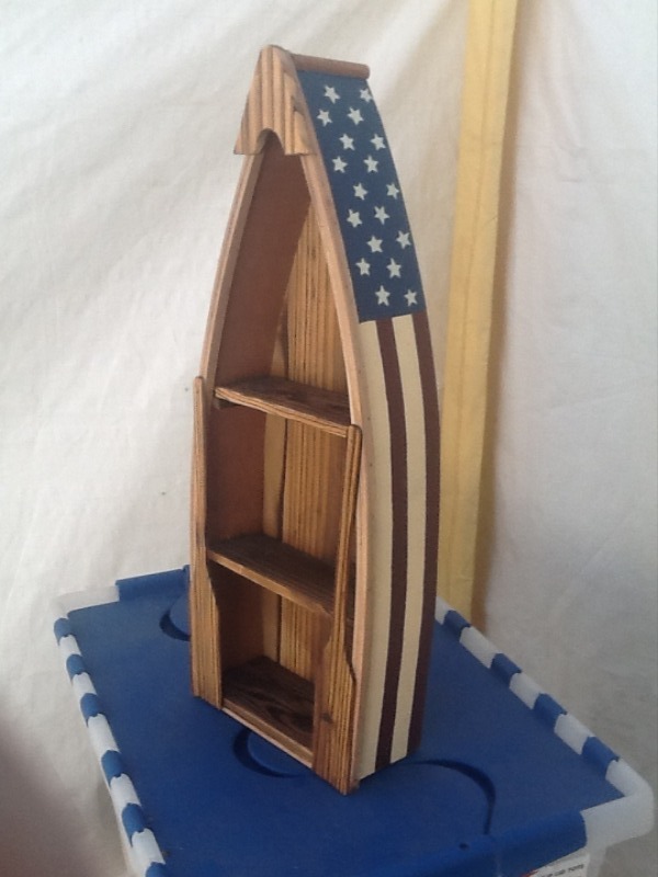lot 104 image: 24 inch tall wooden boat display great for cabins great Decore please