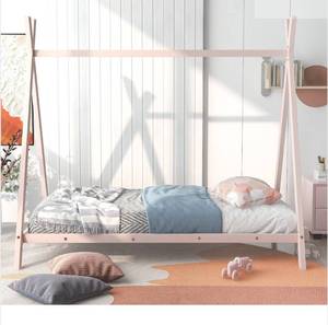 lot 51893 image: Twin Metal Floor Play House Bed, Pink