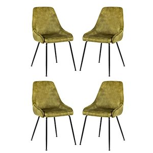 lot 51918 image: GIA Home Furniture Series Mid-Century Modern Side Chair with Velvet Upholstery, Set of 2, Forest Green