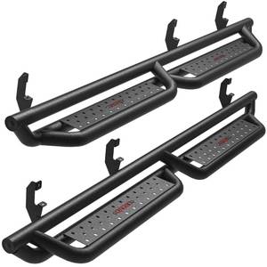 lot 51923 image: OEDRO 6 Running Boards Compatible with 19-24 Chevy SilveradoGMC Sierra 1500 Crew Cab, 20-24 2500HD 3500HD(Excl. 2019 1500 LDLimited), Bolt-on Drop Side Step, Black Powder Coated All-Steel Nerf Bar