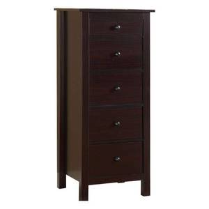 lot 51926 image: Contemporary Style 5 Drawer Wooden Chest with Straight Legs Brown- Saltoro Sherpi - Retail $306.99