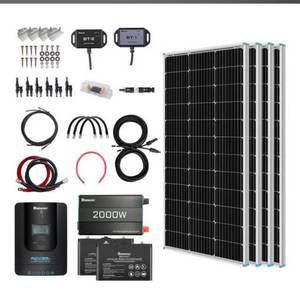 lot 51948 image: Renogy 400W 12 Volt Complete Solar Kit with Two 100Ah Deep-Cycle AGM  LiFePO4 Batteries RKIT400DAP2-US