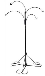 lot 51953 image: Sunnydaze 84-Inch IndoorOutdoor 4-Arm Hanging Basket Plant Stand with Adjustable Arms - Black