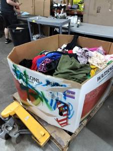 lot 1022 image: Gaylord Full Of Various Articles Of Clothing.Filled To Dimensions 20In X 43In X 41In(Cannot Keep Gaylord)