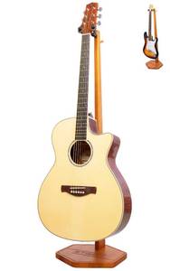 lot 1034 image: STRICH Acoustic Guitar Stand, HardWood 35.4 Height Floor Guitar Dispaly, Mahogany Guitars Holder with Hanger for Home, Studio (FH1, Guitar Display)