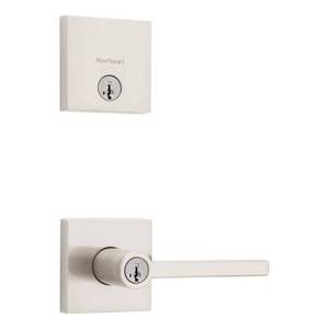 lot 1051 image: Kwikset Halifax Satin Nickel Zinc Lever and Single Cylinder Deadbolt