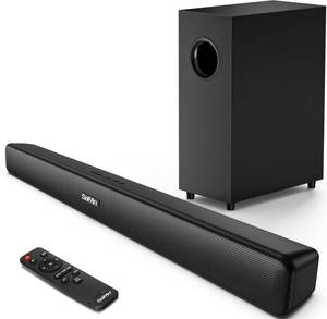 lot 3300 image: RIOWOIS Sound Bar, Sound Bars for TV, Soundbar, Surround Sound System Home Theater Audio with Wireless Bluetooth 5.0 for PC Gaming, AUXOptCoax Connection, Remote Control Wall Mountable (Missing Remote)