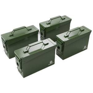 lot 3304 image: HARDROCK Ammo Can Metal Ammo Box storage crate case For Shotgun bullet Rifle Nerf Ammunition Waterproof case-gard organizer(30 Caliber-Green-4pcs) (Part Broken Off)