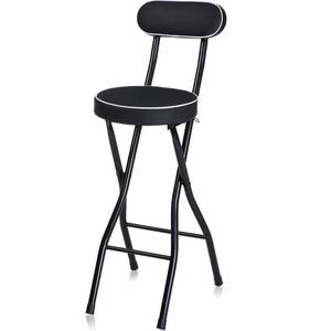 lot 3307 image: Thyle Folding Stool Chair 27.5 Inch Counter Height Foldable Stool with Cushioned Padded Folding Bar Stool Collapsible Stool with Back Portable Folding Chair for Adult Kitchen Garden (Black)