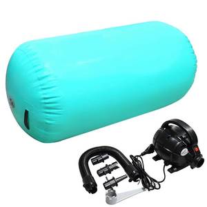 lot 3308 image: GLANT Air Mat Tumble Track AirSpot - Gymnastics Training Springboard - Round Inflatable Springboard (Air Roller-Mint GREEN With Pump), (Diam) 35.4in 47.3in)