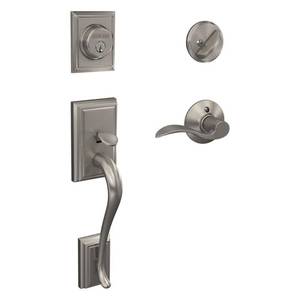 lot 3323 image: Schlage Addison Single Cylinder Handleset and Accent Lever Satin Nickel
