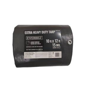 lot 3339 image: Everbilt 10 ft. W x 12 ft. L Gray Polyethylene Extra Heavy Duty Tarp
