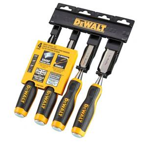 lot 4176 image: DeWalt 1 W x 5 L Forged Steel Wood Chisel Set Yellow 4 pc (Missing 2)