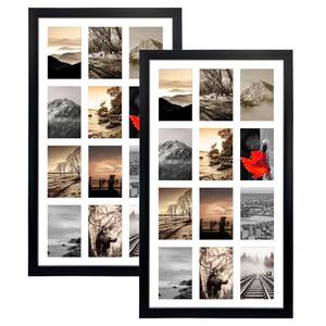 lot 5430 image: SPEPLA 12 Opening 4x6 Black Collage Picture Frames Set of 2, Multiple Frames for Displaying 6x4 Photos with White Mat