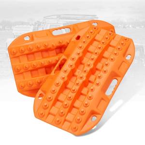 lot 5431 image: BUNKER INDUST Off Road Traction Boards, 2 Pcs Short Recovery Track Traction Mats for 4WD Mud, Sand, Snow Ramps-Orange Tire Traction Tool (Without Strap)