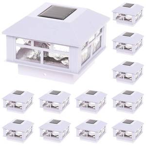 lot 5447 image: GreenLighting Modern Solar Post Cap Lights Fits 4x4 Wood, 5x5 PCVVinyl Outdoor Solar Powered Fence Post Cap Light, Landscaping, Deck, Garden- Bright LED, Waterproof White 12 Pack - Retail $94.27