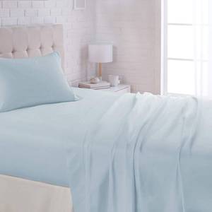 lot 5449 image: Amazon Basics Lightweight Super Soft Easy Care Microfiber 3-Piece Bed Sheet Set with 14-Inch Deep Pockets, Twin, Solid, Light Blue
