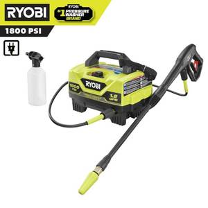 lot 5465 image: RY141802 RYOBI 1800 PSI 1.2 GPM Cold Water Corded Electric Pressure Washer - Retail $168