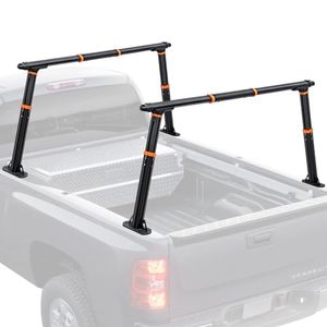 lot 5472 image: Universal Ladder Rack for Truck, Aluminum Truck Ladder Rack,Adjustable Length&Hight ,Real 1000LB Capacity Truck Bed Rack 2 Bar Set for Kayak, Surfboard, Lumber, Ladder - Retail $265.91
