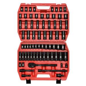 lot 5473 image: MIXPOWER 12-inch 70 Pieces Impact Socket Master Set, SAE and Metric, 516-Inch to 1-14-Inch and 8-24 mm ShallowDeep - Retail $137.43