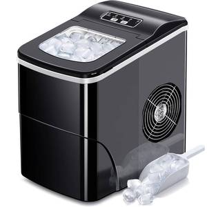 lot 5475 image: AGLUCKY Ice Makers Countertop with Self-Cleaning, 26.5lbs24hrs, 9 Cubes Ready in 6 Mins, Portable Ice Machine with 2 Sizes Bullet IceIce ScoopBasket for HomeKitchenOfficeBarParty, Black - Retail $111.15