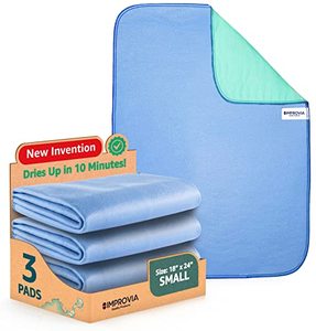 lot 9514 image: IMPROVIA� Washable Underpads, 18 x 24 (Pack of 3) - Heavy Absorbency Reusable Incontinence Pads for Kids, Adults, Elderly, and Pets - Waterproof Protective Pad for Bed, Couch, Sofa, Furniture, Floor