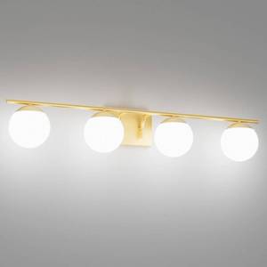lot 9518 image: Ralbay Gold Vanity Lights 4-Light Mid Century Modern Gold Bathroom Vanity Lights Milky Glass Globe Gold Bathroom Wall Lighting - Retail $99.99